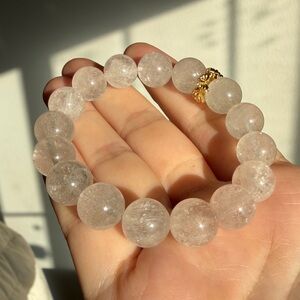 Natural White Rutilated Quartz Bracelet | ~11.7mm | Extra Bead 卡11.7天然白兔毛水晶手串